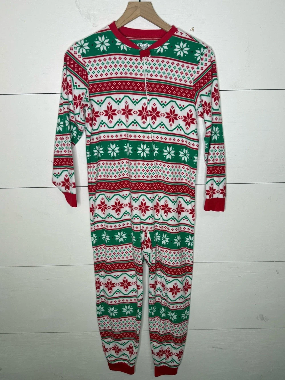 Jammies for the Families • Christmas Fair Isle One-Piece Pajama Onsie Size 10/12